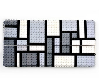 Mondrian monochrome tribute oversize clutch made entirely with LEGO bricks