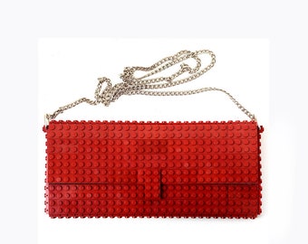 Dark red clutch purse on a chain made with LEGO® bricks FREE shipping purse handbag legobag trending fashion