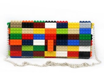 Multicolor clutch purse on a chain made with LEGO® bricks FREE SHIPPING purse handbag legobag trending fashion