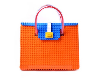 The Big Brick Bag in orange & blue made entirely of LEGO® bricks FREE SHIPPING lego gift handbag trending fashion