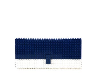 White & dark blue "marine" clutch purse made with LEGO® bricks FREE SHIPPING purse handbag legobag trending fashion lego gift