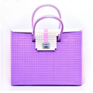 The Brick Bag in lavender, white & pink - 32cm size FREE SHIPPING original LEGO® bricks lego gift handbag trending fashion