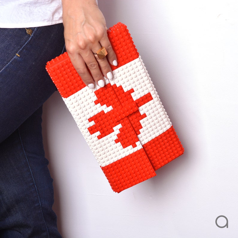 Oversize CANADA flag clutch purse made entirely of Lego bricks FREE SHIPPING Independence Day handbag big image 7