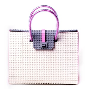 The Brick Bag in white, grey & pink - 32cm size FREE SHIPPING original LEGO® bricks lego gift handbag trending fashion