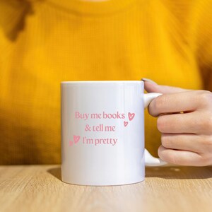 Book Coffee Mug, Gift for Book Lovers, Feminine Coffee Cup, Cute Mug for Her, Literary Gift, book lover mug, Bookish mug, Pink coffee mug