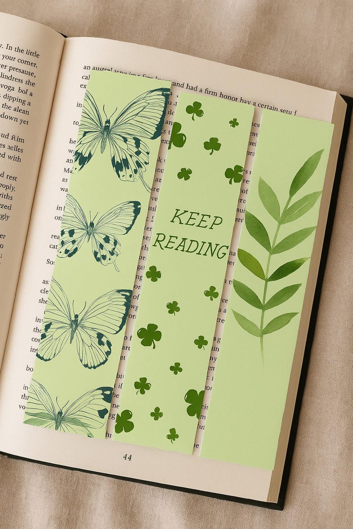 Set of 3 Green Bookmark, Aesthetic Bookmarks, Bookish Gifts, Digital ...