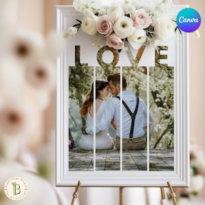Plantilla de lienzo para collage de fotos con alfabeto, marco de nombre personalizado, regalo para mamá, papá, bebé, boda, graduación, aniversario, cumpleaños, diseño creativo.