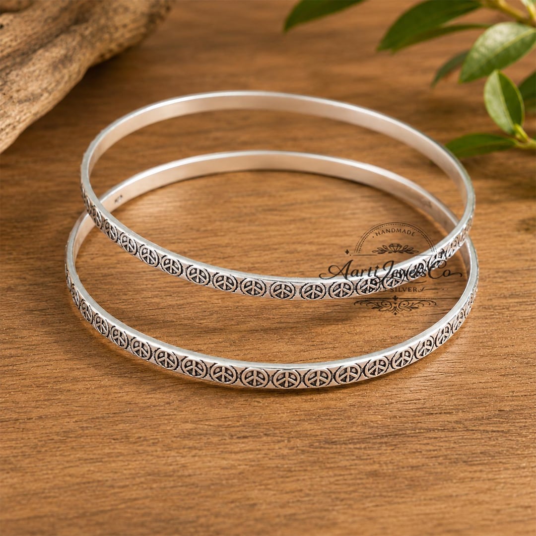 Handmade 925 Silver Bangle Set: Boho Stacking Bangles Jewelry - Etsy