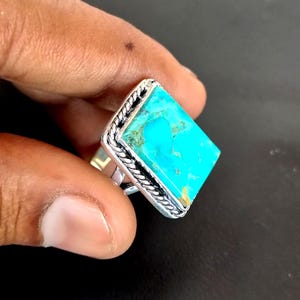 Tibetan Turquoise 925 Sterling Silver Ring: Handmade Bohemian Jewelry