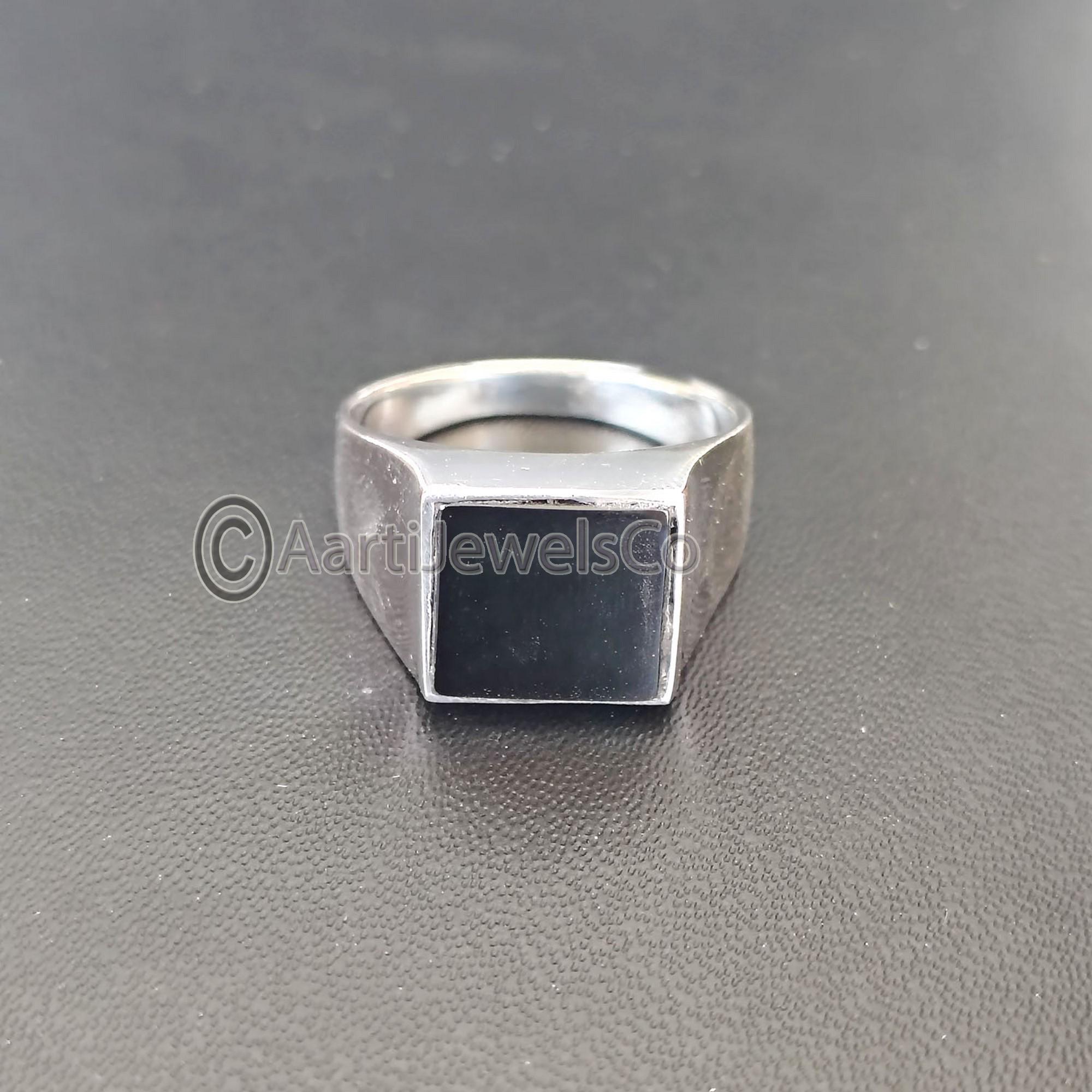Handmade 925 Silver Mens Ring: Square Black Onyx Signet - Etsy