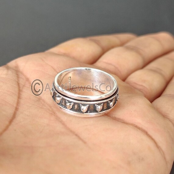JEWELSTREZORO Anillo Giratorio De Plata De Ley 925 Para Hombres Y