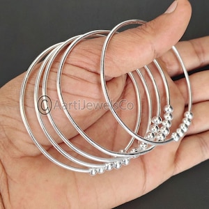 Handmade Sterling Silver Bangle Set: Thick West Indian Bangles