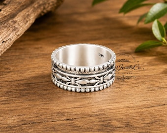 Celtic Sterling Silver Spinner Ring: Handmade Fidget Band