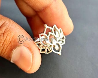 Handmade Sterling Silver Lotus Ring: Boho Floral Jewelry