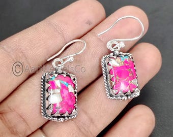 Cotton Candy Turquoise Handmade Dangle Drop Earrings: 925 Sterling Silver Jewelry