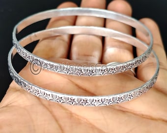 Star Bangle Silver, 2 Set Of Handmade Silver Bangles, 925 Silver Sterling Bangle, Set Of Bangles, Women&#39;s Bangles, Boho Bangle, Gift For Her