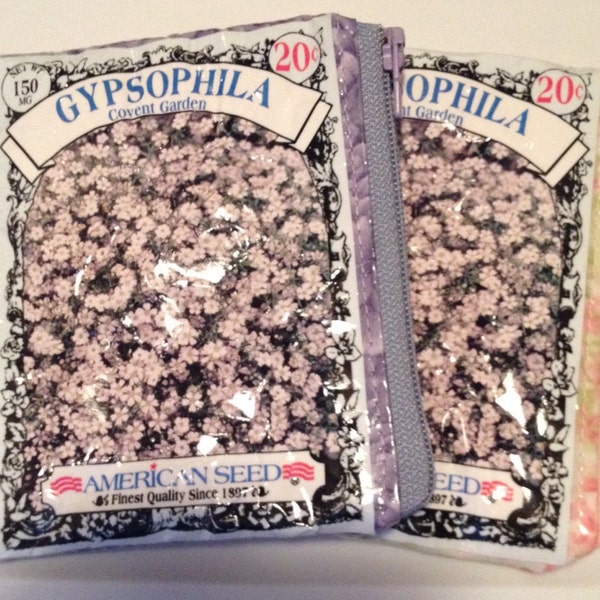 Upcycled Gypsophila Seed Packet Coin Purse or Pouch