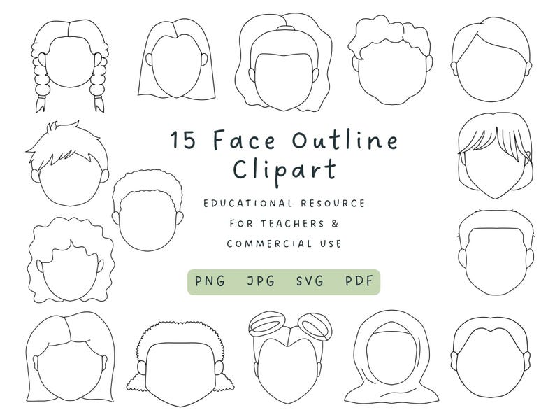 15 Face Outline Clipart | Blank Faces for SEL | Educational Resource ...