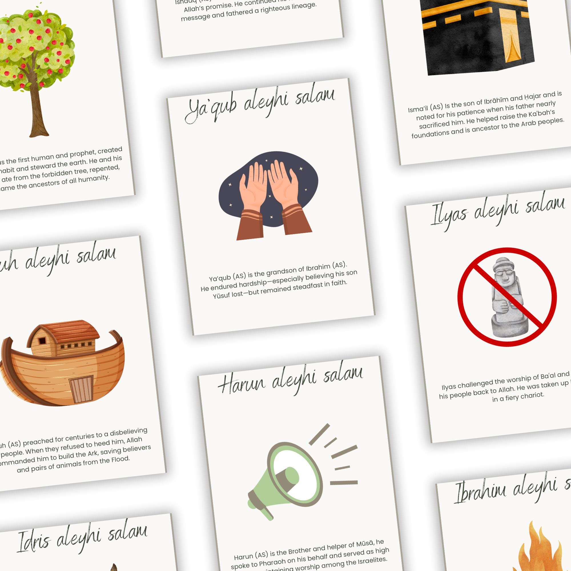 25 Prophets Flashcards for Kids – Islamic Printable Learning Cards ...