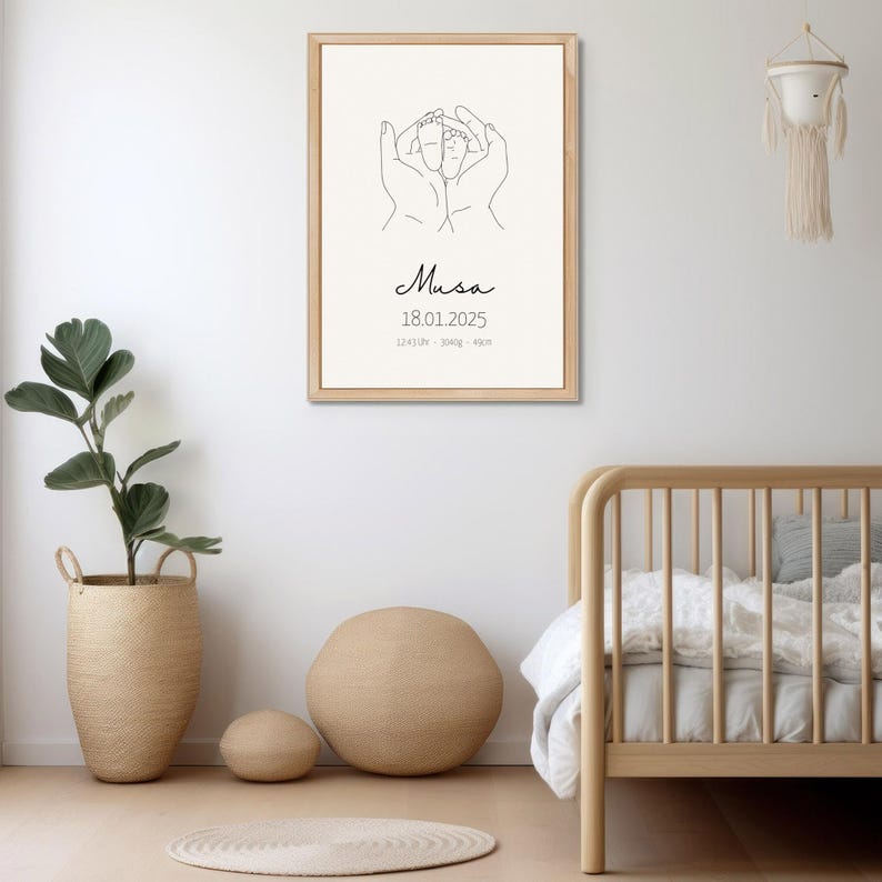Birth Poster - Custom Baby Name Wall Art - Newborn Nursery Decor ...