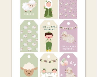 Eid al Adha Gift Tags Printable | Qurban Kurban Labels | Islamic Eid Mubarak Tags | Sheep Tags for Muslim Eid | Digital Download | Muslim