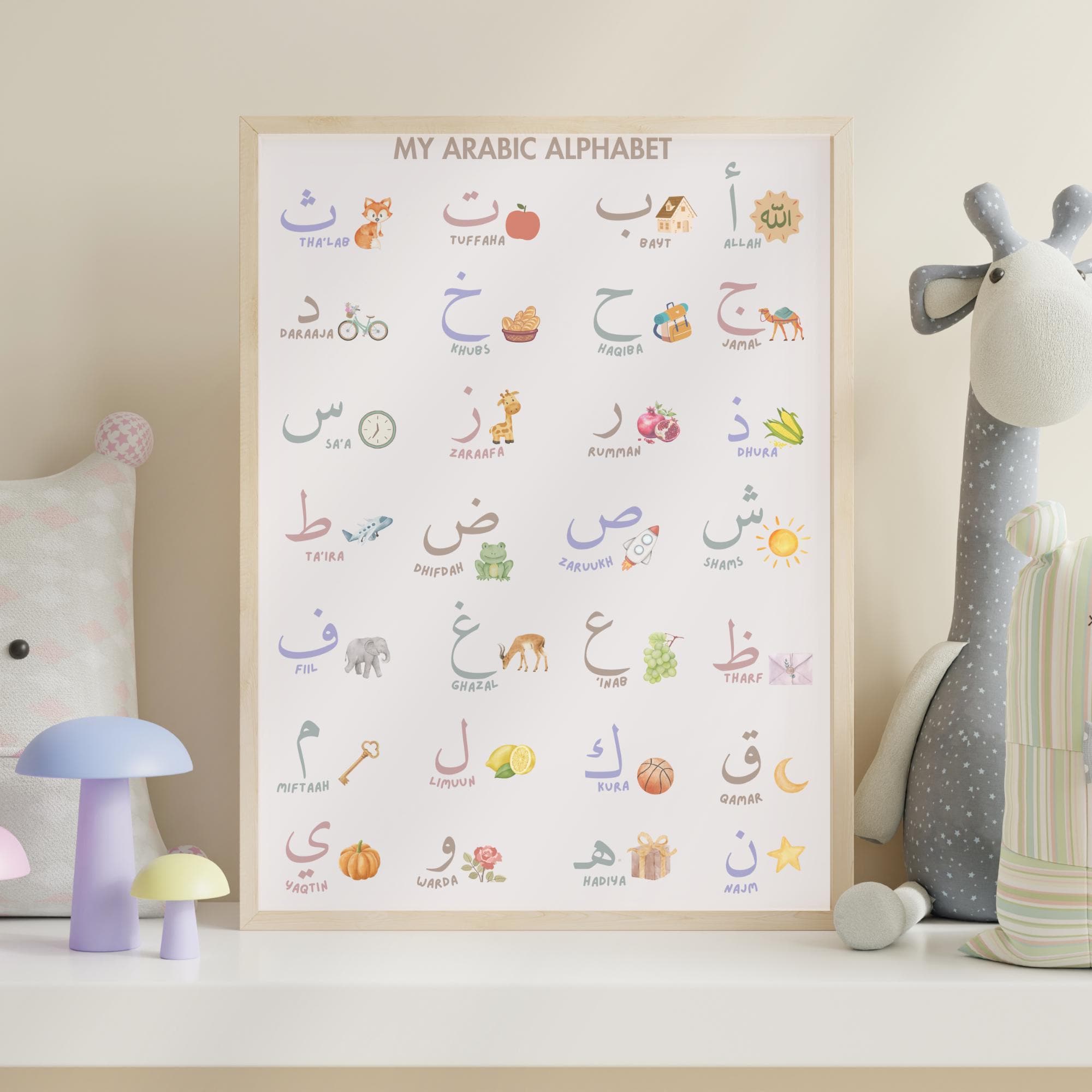 Arabic Alphabet Poster | Educational Printable | Muslim Kids Room Decor | Arabic Letters Chart | Islamic Wall Art