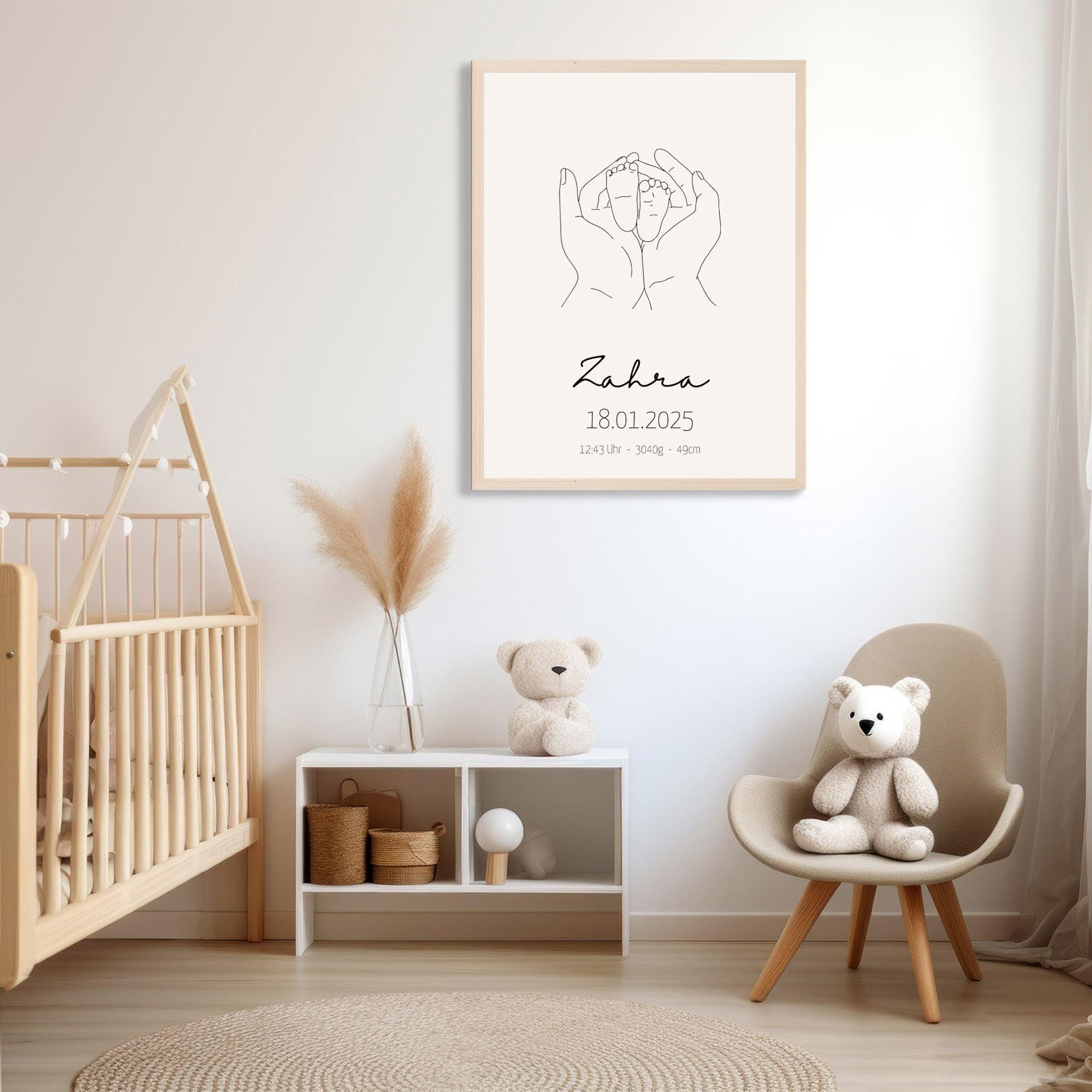 Birth Poster - Custom Baby Name Wall Art - Newborn Nursery Decor ...