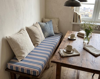 3" Thick Striped Custom Bench Cushion, Banquette Bench Seat Cushion, Dining Nook Cushion, Ikea Kallax Cushion, Floor Cushion, Window Cushion