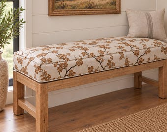 Floral Custom Bench Cushion Indoor, Window Seating Pad, Farmhouse Kallax Cushion, Bench Nook Cushion, Washable And Removable Seating Cushion