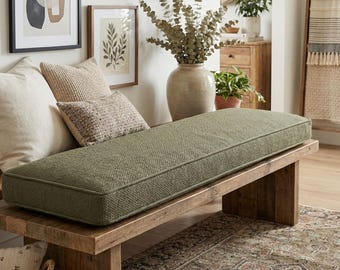 3" Thick Custom Bench Cushion Indoor, Farmhouse Window Seat Cushion,Eclectic Kallax Cushion,Bench Nook Cushion ,Washable Large Floor Cushion