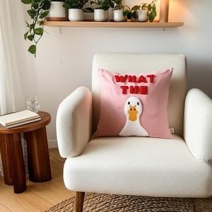 Cojín con bordado de pato, con inserto, bonito cojín con diseño de pato, divertido cojín bordado, cojín decorativo con bordado, cojín para banco.