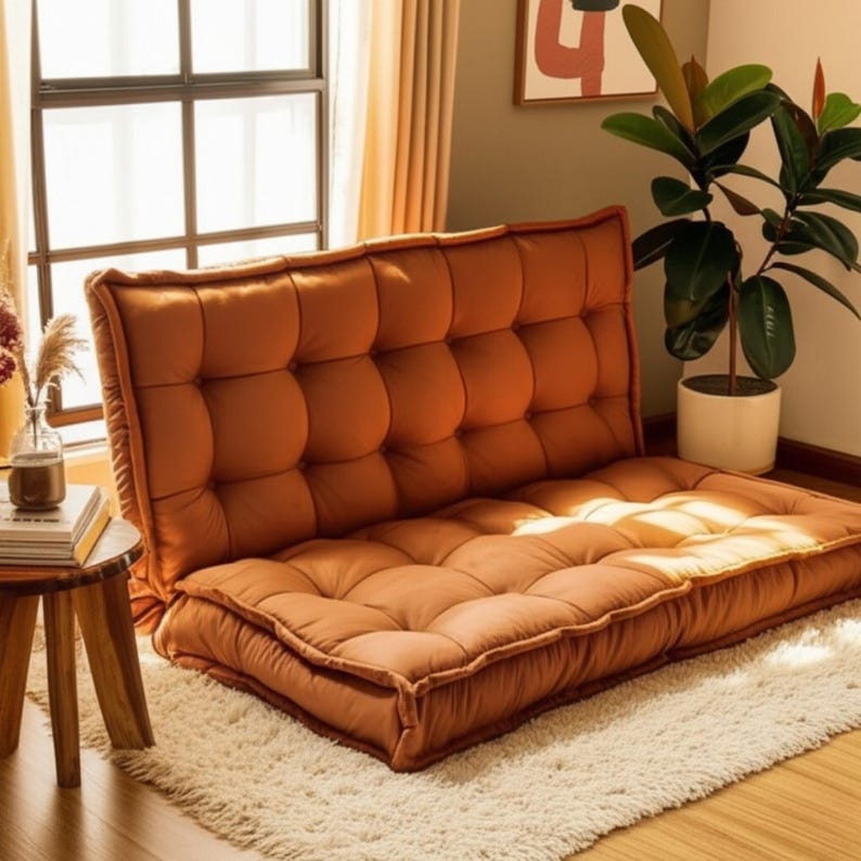 Brick Tufted French Cushion With Backrest, Boho Indoor Bench Cushion ...