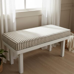 2 &quot;dickes taupe gestreiftes Leinenbankkissen, benutzerdefiniertes waschbares Kissen, Fenstersitzkissen, Lesekissen, vielseitiges Bodenkissen