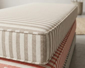 3" Thick Linen Custom Bench Cushion Indoor, Custom Bench Cushion for Window Seat and Indoor Seating, DIY Bench Cushion, Banquette Cushion