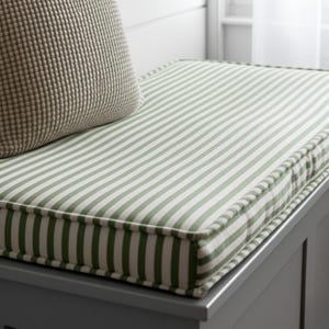 3&quot; Thick Striped Custom Bench Cushion Indoor, Floor Cushion, Window Seat Cushion, Ikea Nook Cushion, Kallax Cushion, Farmhouse Linen Cushion