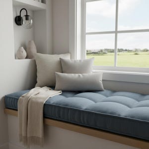 4" Custom Tufted Bench Cushion Indoor, Comfy Window Seat Cushion, Large Floor Cushion, Kallax Cushion, Reading Nook Cushion For Bench