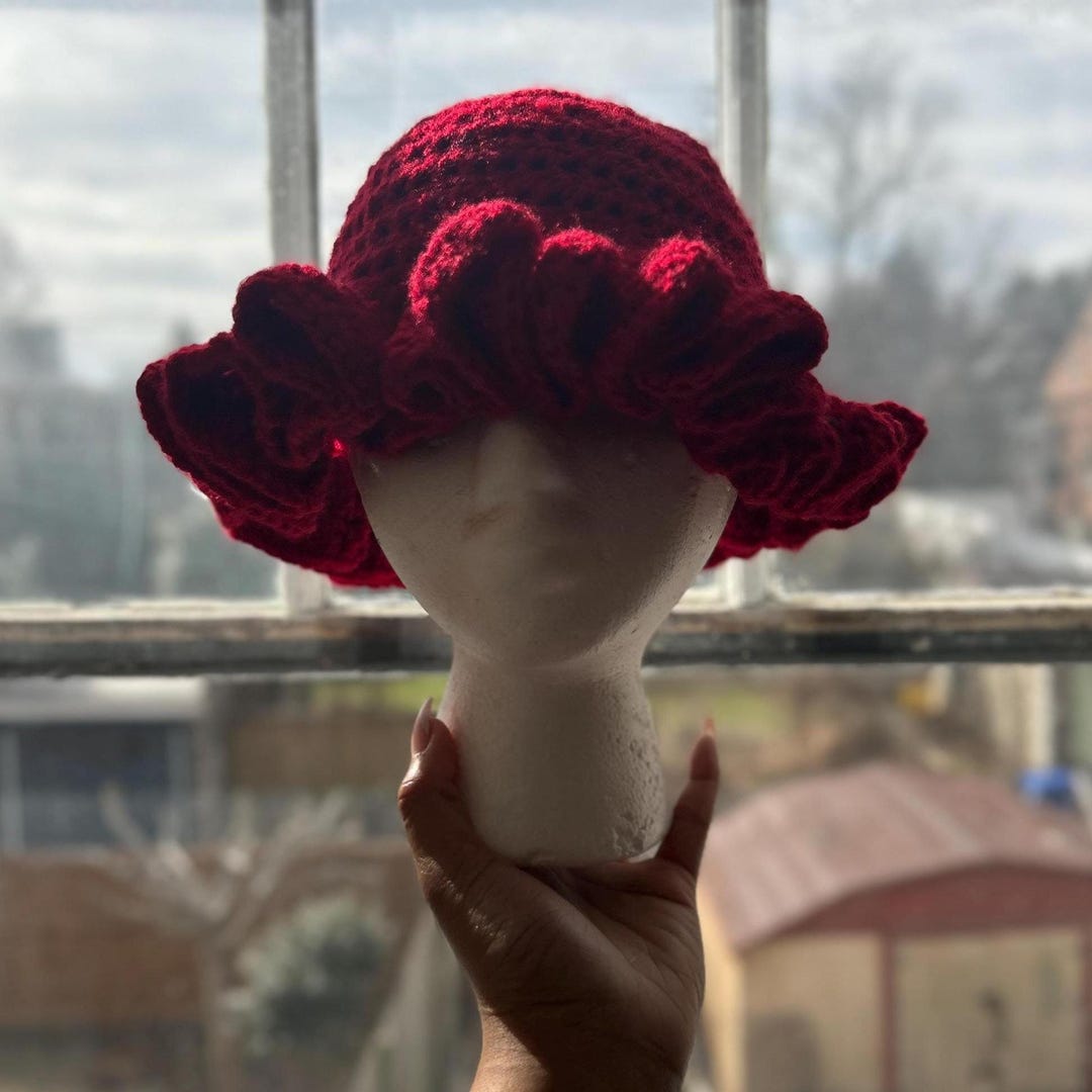 Handmade Crochet Ruffle Hat - Etsy