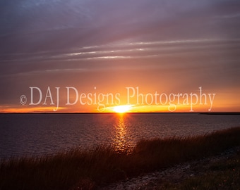 Coastal sunrise photo print | golden hour landscape picture