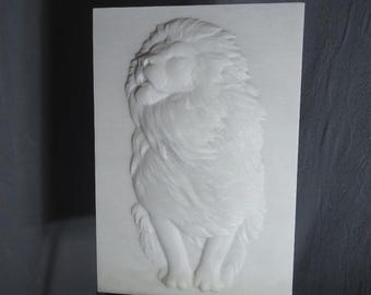Handmade Marble Lion Relief Wall Panel: Elegant Stone Art Sculpture