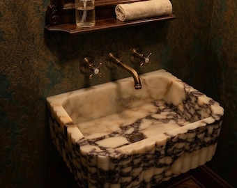 Calacatta Viola Marmor Waschbecken, Waschbecken im Badezimmer