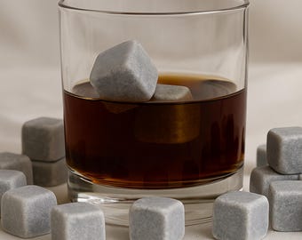 Handmade Gray Marble Whiskey Stones: Reusable Chilling Cubes, Bar Accessory