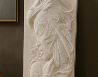 Marble Girl Relief Sculpture: Elegant Classical Wall Art