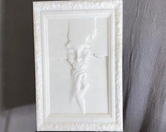 Handmade Marble Relief Wall Panel: 3D Stone Art, Modern Home Decor