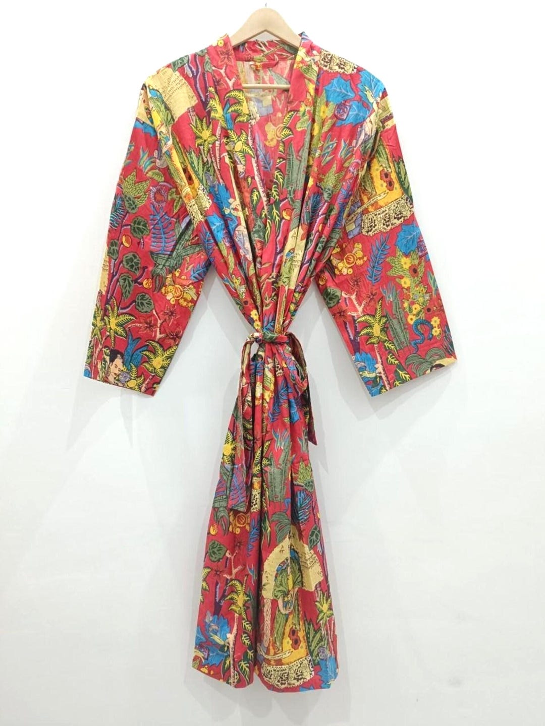 Boho Kimono Robe | Artist Floral Print, Tropical Lounge Wear - Etsy