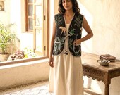 Handmade Quilted Vest Jacket, Cotton Quilted Waistcoat, Boho Jungle Print Vest, Reversible Indian Quilted Jacket, Bohemian Sleeveless Jacket