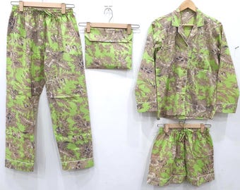 Handmade Cotton Pajama Set Women, Floral Sleepwear Set, Soft Lounge Wear, Summer Night Suit, Comfortable Pajamas, Gift for Her, Beautiful PJ