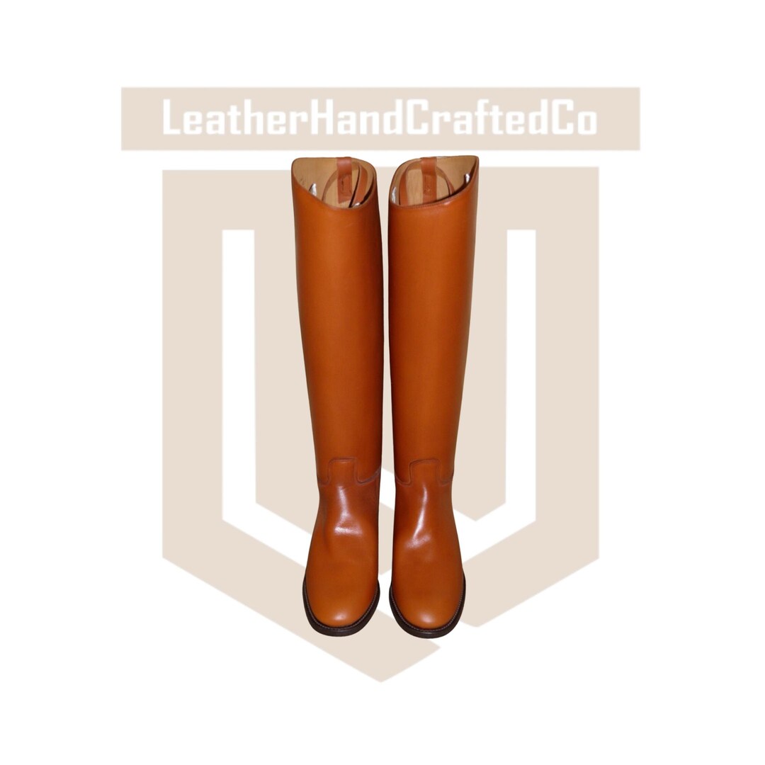 Handmade Brown Leather Knee High Riding Boots for Women | Classic ...