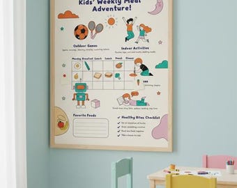 Kids Meal Plan PDF PNG, School Lunch Menu Printable, Weekly Growth Meal Tracker, Healthy Eating Chart for Kids, Calorie Meal Planner
