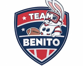 Team Benito Sports Bunny PNG, Football Mascot Logo (Digital Download)