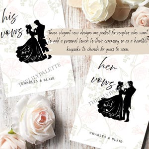 Votos matrimoniales para él y para ella / 10 diseños / Plantilla personalizada / Votos imprimibles / Descarga instantánea